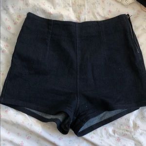 High waisted pin up style denim shorts